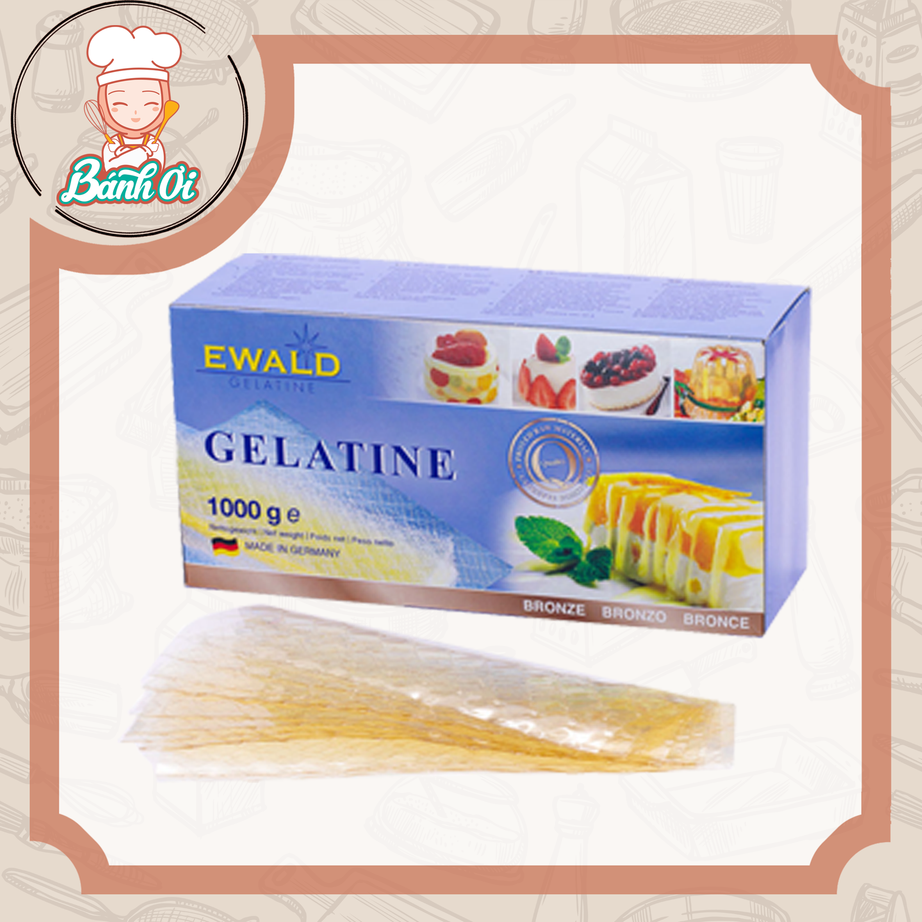 Gelatine lá, gelantin lá Đức Ewald
