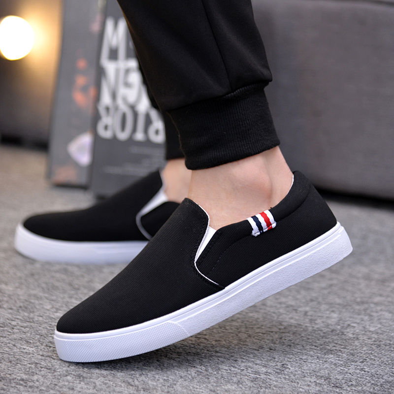 Shoes men's shoes spring old Beijing cloth shoes men's versatile trendy tendon bottom canvas shoes fleece-lined lazy casual shoes