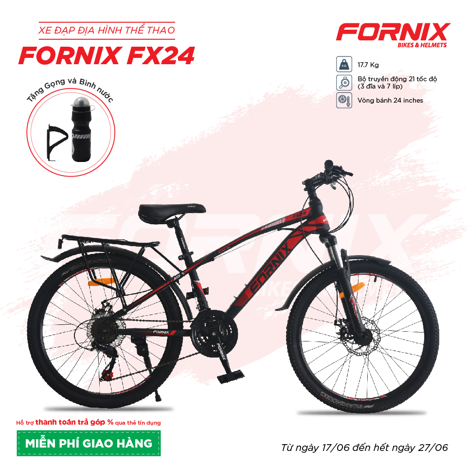 [Trả góp 0%] Xe đạp địa hình Fornix FX24 - Vòng bánh 24 inch- Bảo hành 12 tháng