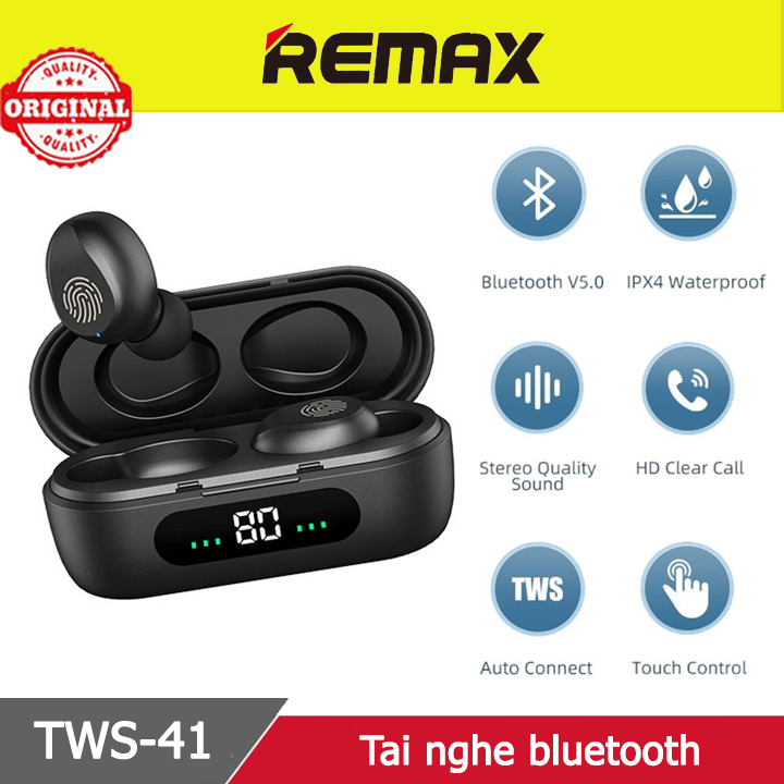 Tai nghe Bluetooth Đen TWS-41 Rất ấm Bass-treble rõ ràng, tích hợp màn hình LED