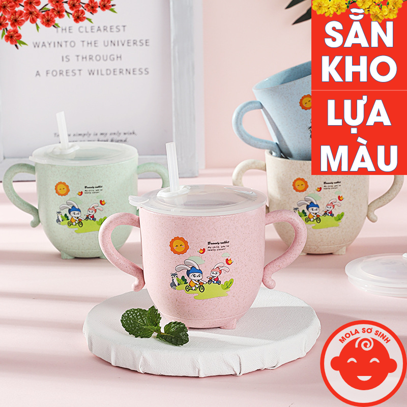 Cốc uống nước lúa mạch kèm ống hút 270ml cho bé