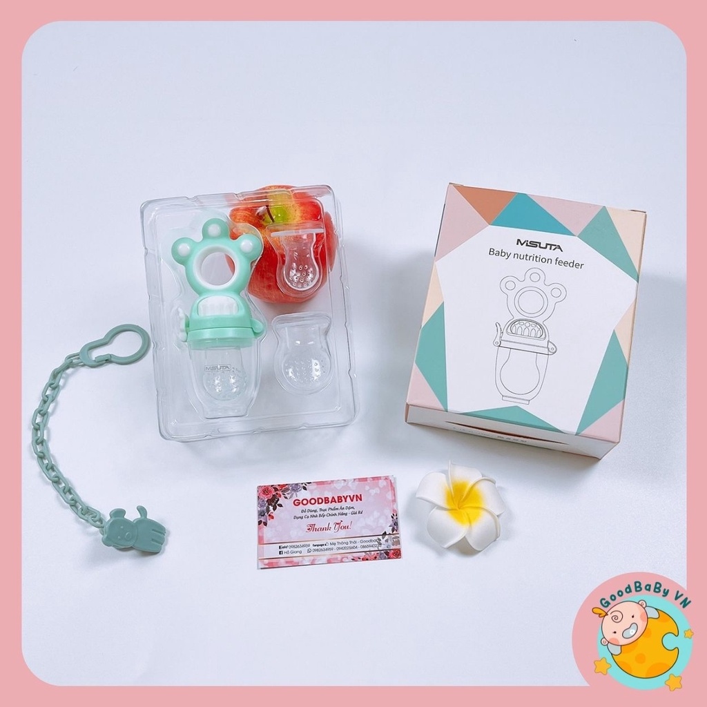(Tặng dây đeo) Túi nhai ăn dặm cho bé Misuta cao cấp (3 núm 3 size) Goodbabyvn