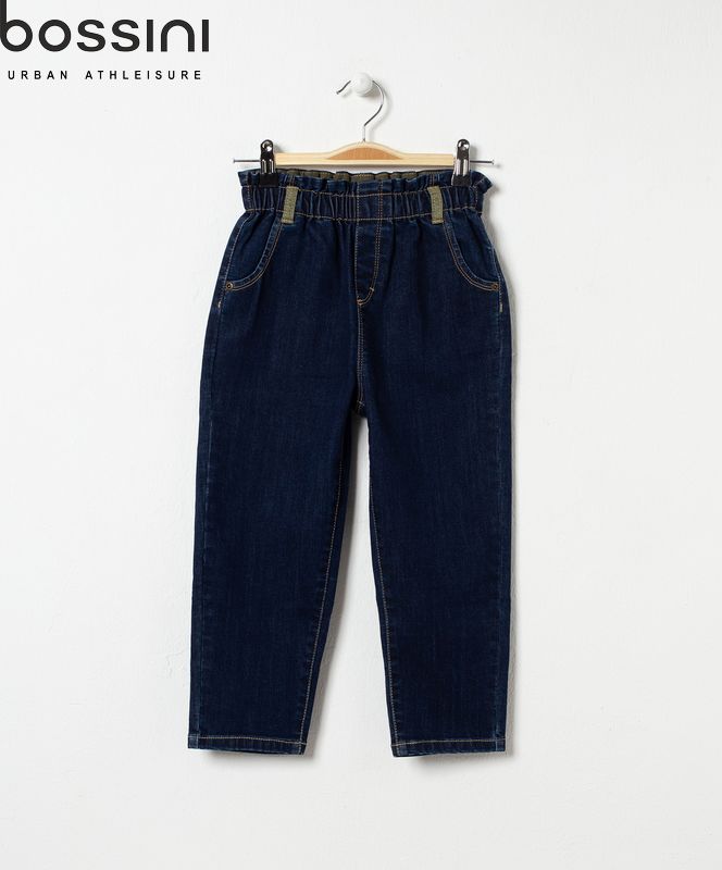 Quần jean dài lưng thun hình ngôi sao ở túi sau bé gái Bossini 744101000