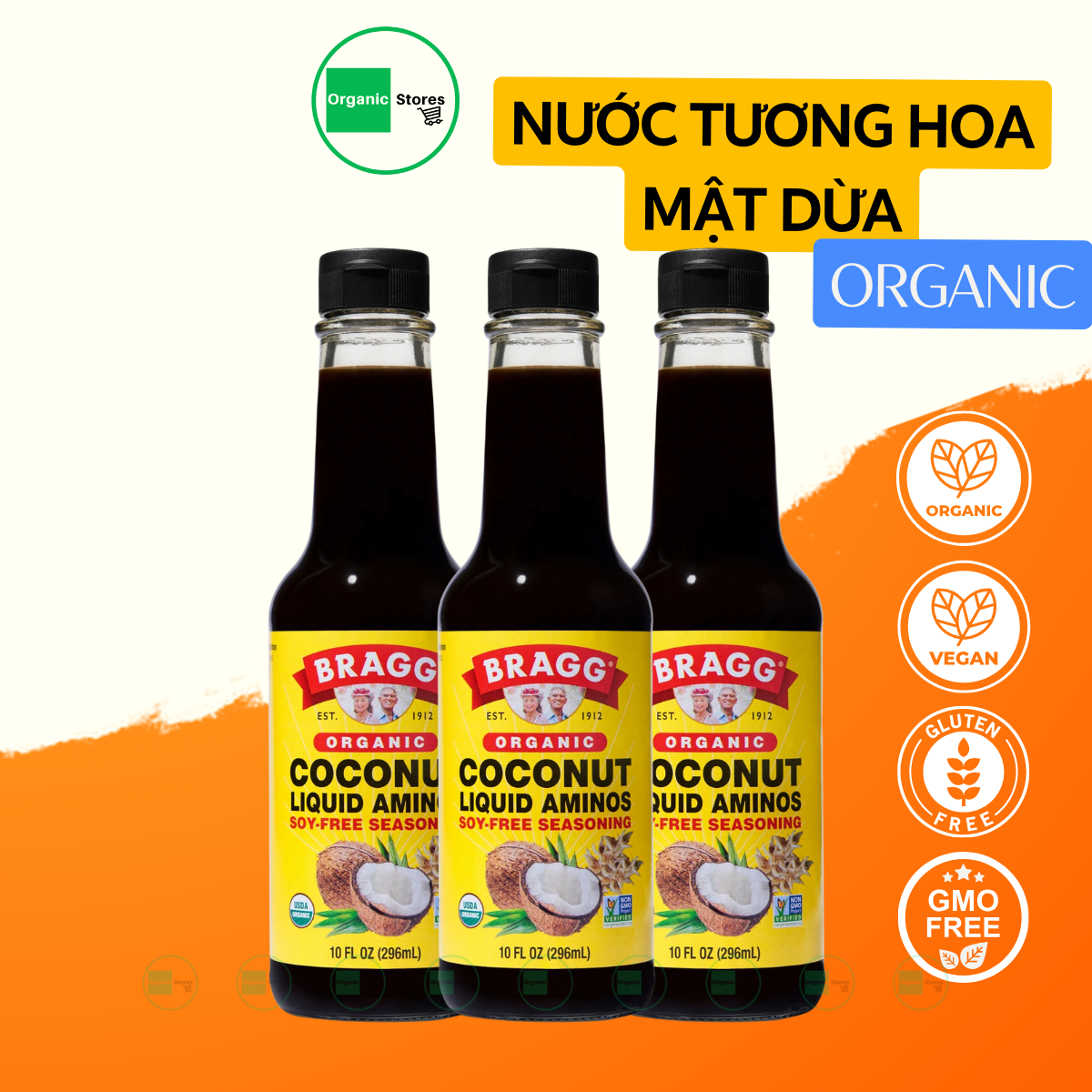 Nước tương hoa mật dừa hữu cơ 296ml - bragg - ăn chay - ăn kiêng - ăn thực dưỡng