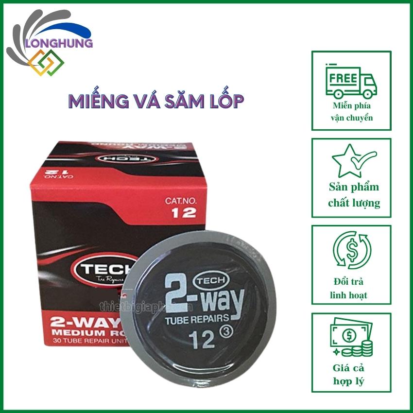 Hộp miếng vá săm lốp ô tô - xe máy  TECH 12 cao su tự hóa, sử dụng cho xe ga xe ô tô, thiết kế dạng tròn, oval phù hợp vá lỗ thủng đinh, gấp đôi bản thân các loại săm thông thường