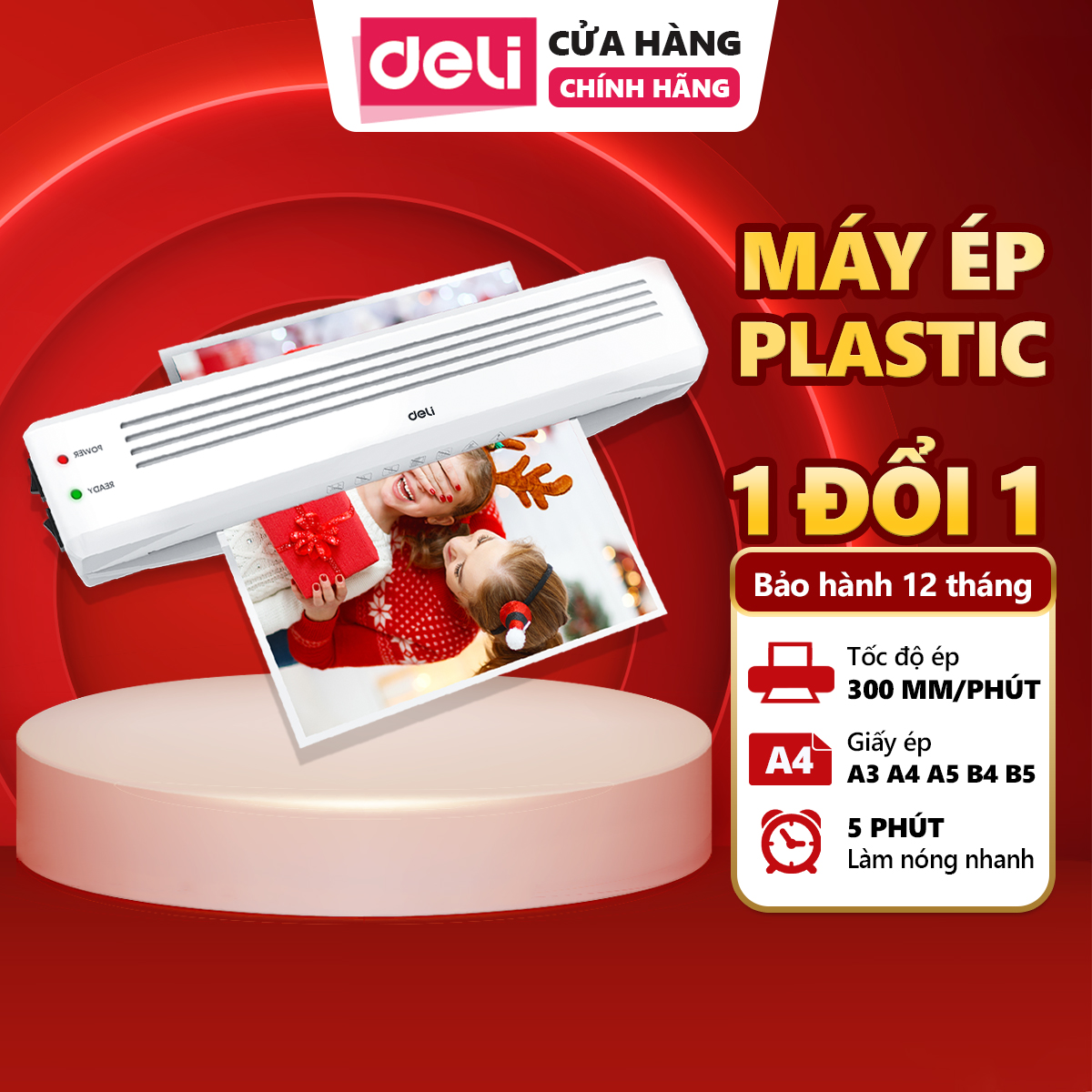Máy Ép Plastic DELI Chính Hãng - Khổ Ép A3 A4 - Máy Ép Nhiệt Nhựa Nhỏ Gọn - Máy Cán Màng Ảnh, Poster, Bảo Vệ Tài Liệu HCM