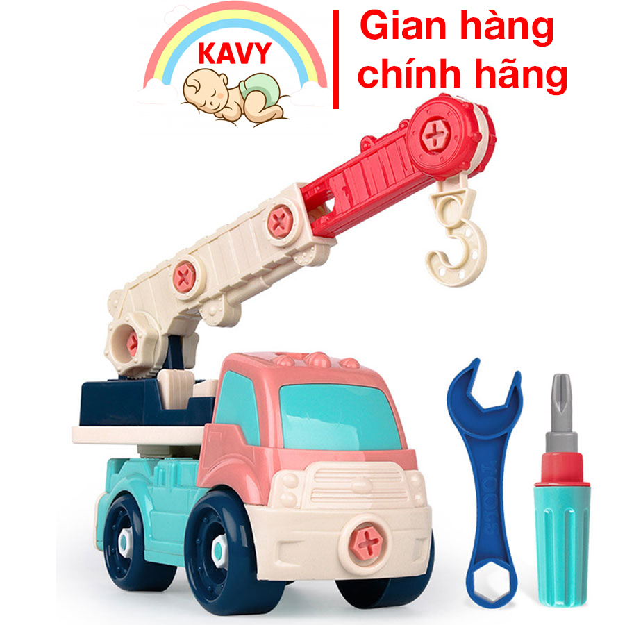 Bộ đồ chơi lắp ráp mô hình xe cần cẩu kích thích giác quan của bé, kích thước rất lớn, nhựa an toàn (kèm vít)