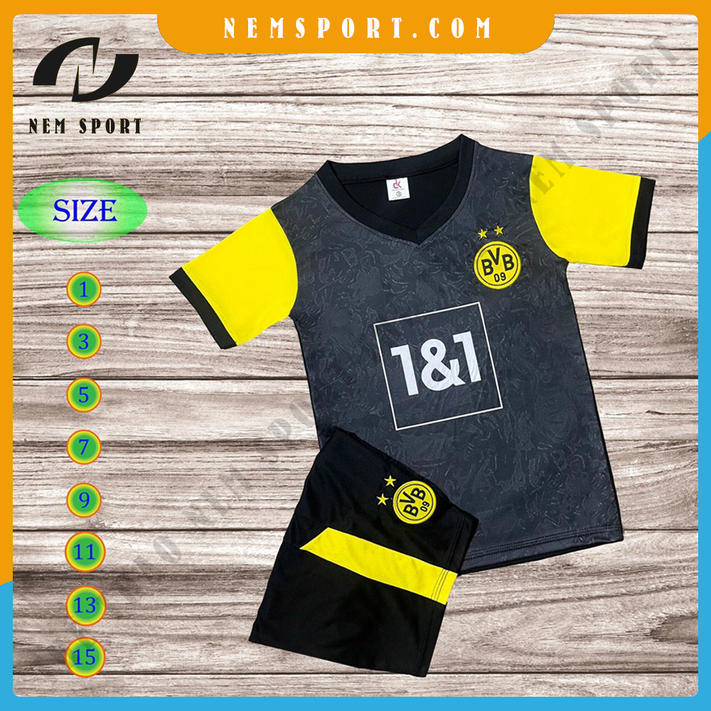 Bộ quần áo bóng đá trẻ em dortmund sân khách 2021