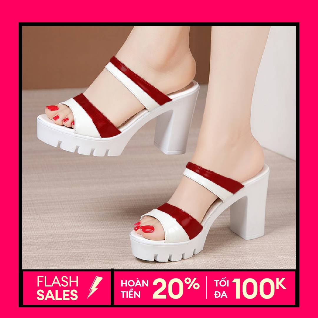 Dép nữ quai ngang gót vuông phối màu độc quyền - cg097