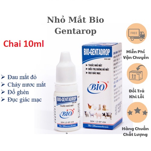 Nhỏ mắt bio - gentadrop cho chó mèo/ chai nhỏ mắt vệ sinh dành cho chó mèo 10ml