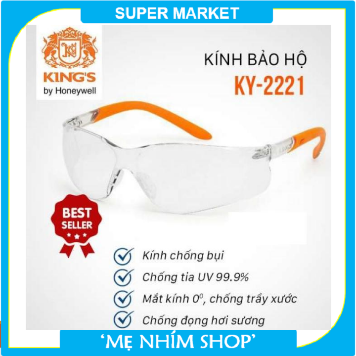 [Siêu rẻ] Kính bảo hộ lao động Kings KY2221 trong suốt, chống tia UV,chống bụi bảo vệ mắt