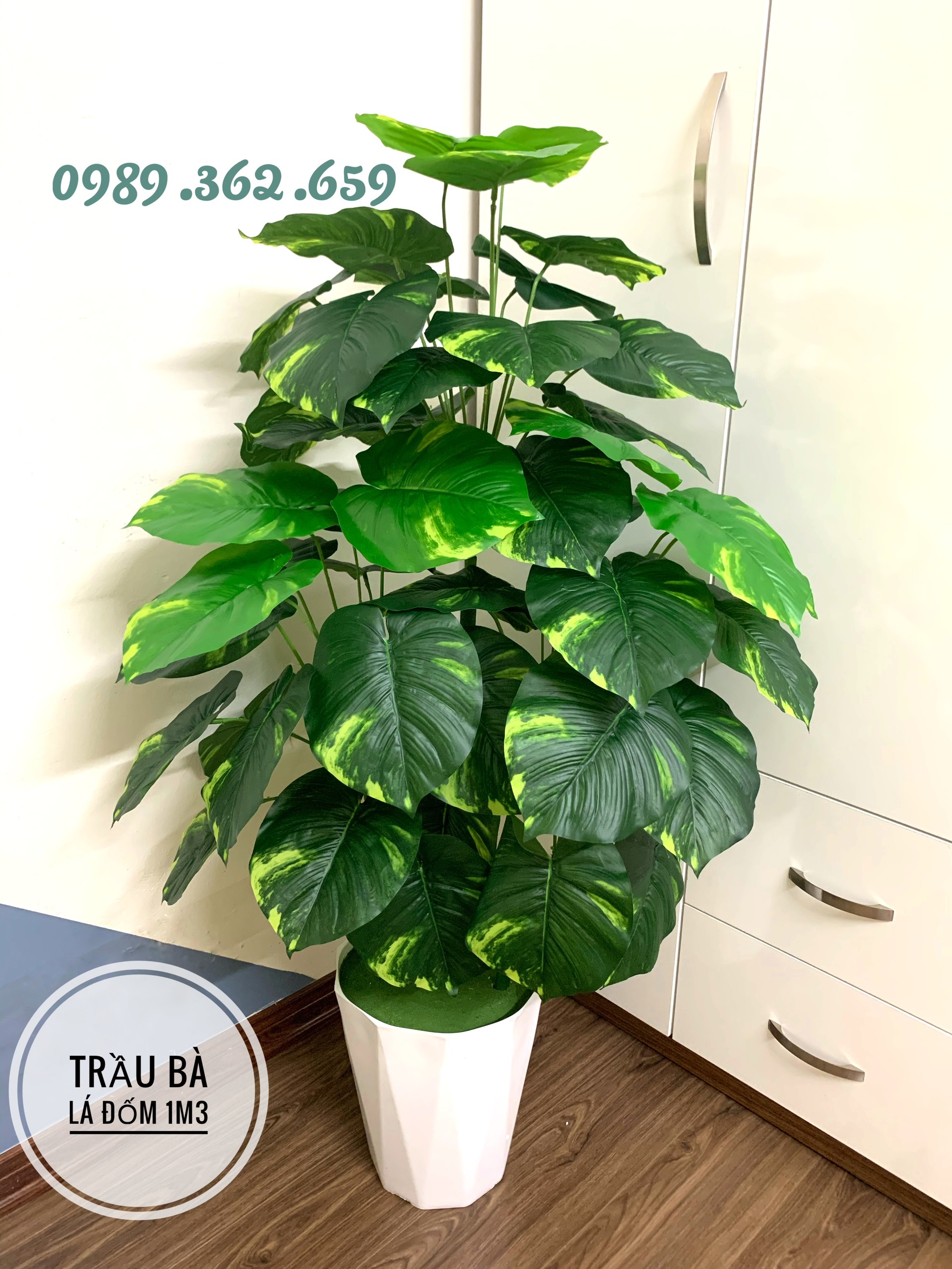 Cây giả - cây trầu bà lá đốm cao 1m3 decor trang trí nhà cửa