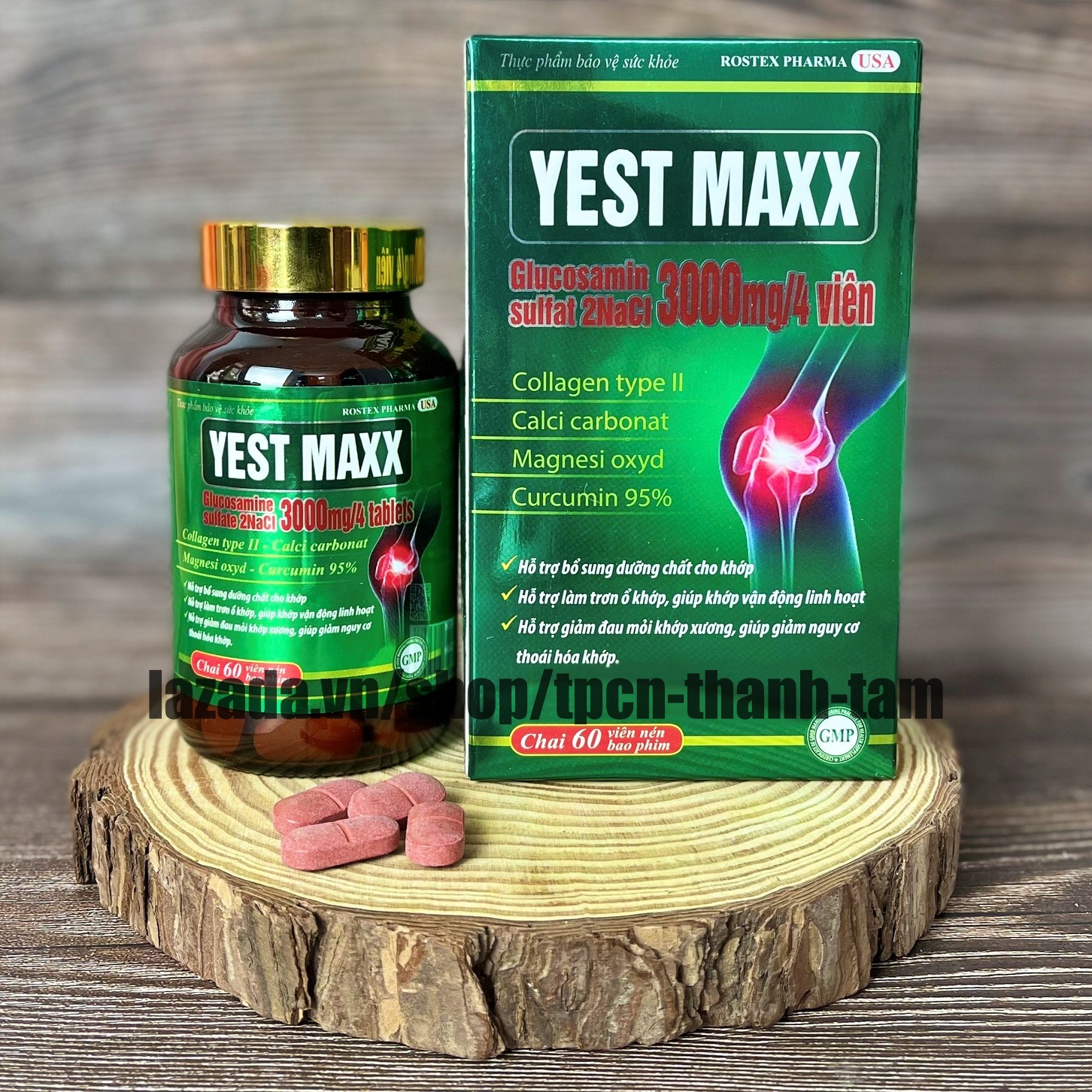 Viên uống bổ xương khớp YES MAX bổ sung glucosamin hỗ trợ giảm đau mỏi xương khớp – Hộp 60 viên