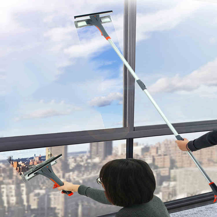 [ Có Video] Cây lau kính cán dài-Dụng cụ vệ sinh kính-gậy lau kiếng đa năng
