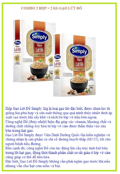 Chỉ 112.000 đ/combo 2 hộp = 2 kg gạo lứt đồ simply