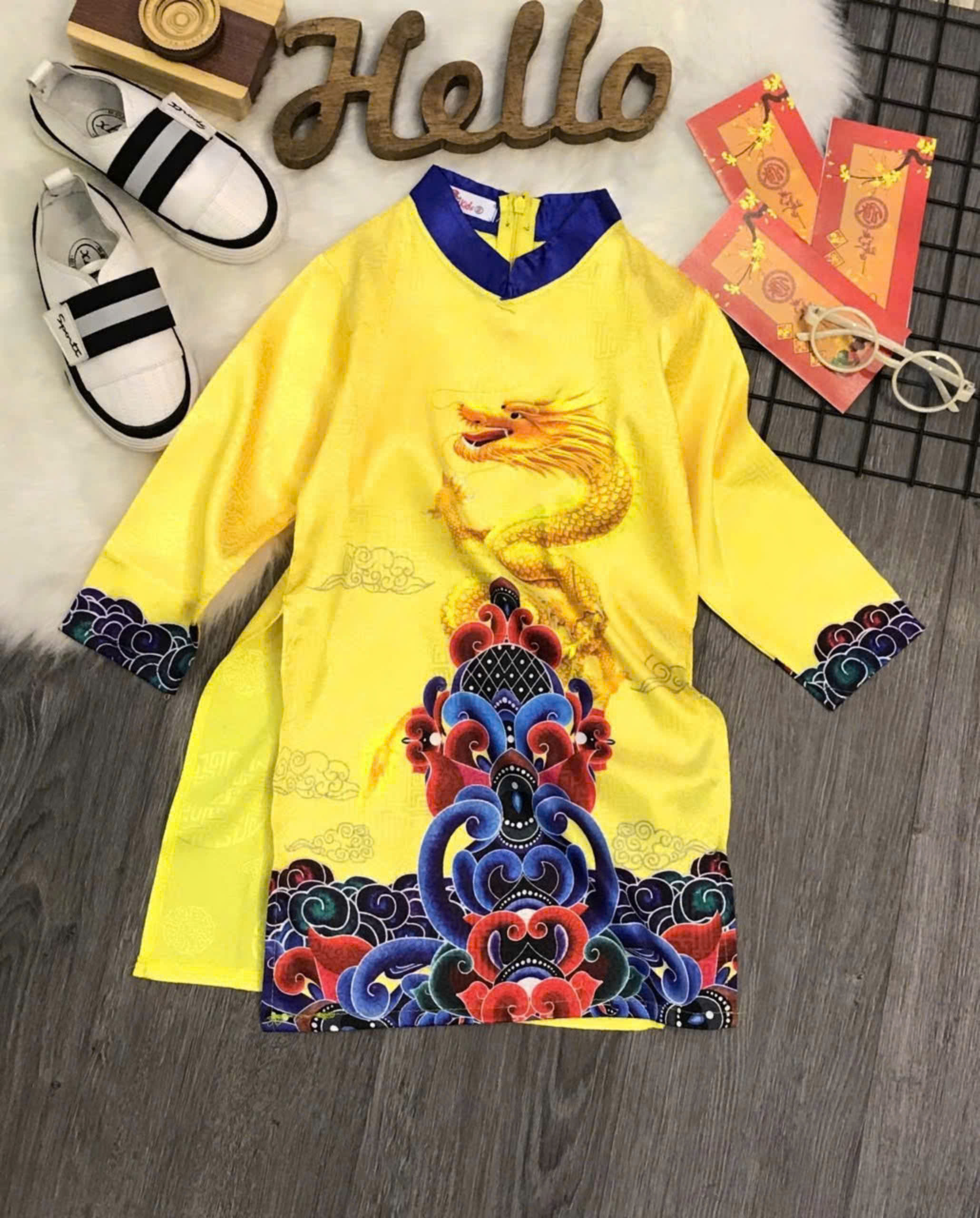 Áo dài cách tân cho bé trai diện noel tết mẫu Rồng từ 10-40kg hàng thiết kế cao cấp