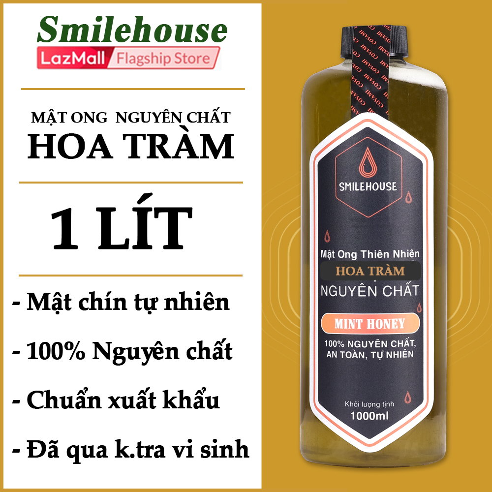 Mật ong nguyên chất hoa tràm Smilehouse 1 LÍT nguyên chất, an toàn, cam kết đúng chất lượng, tăng sức đề kháng, chăm sóc sức khỏe, đặc sản và quà tặng.