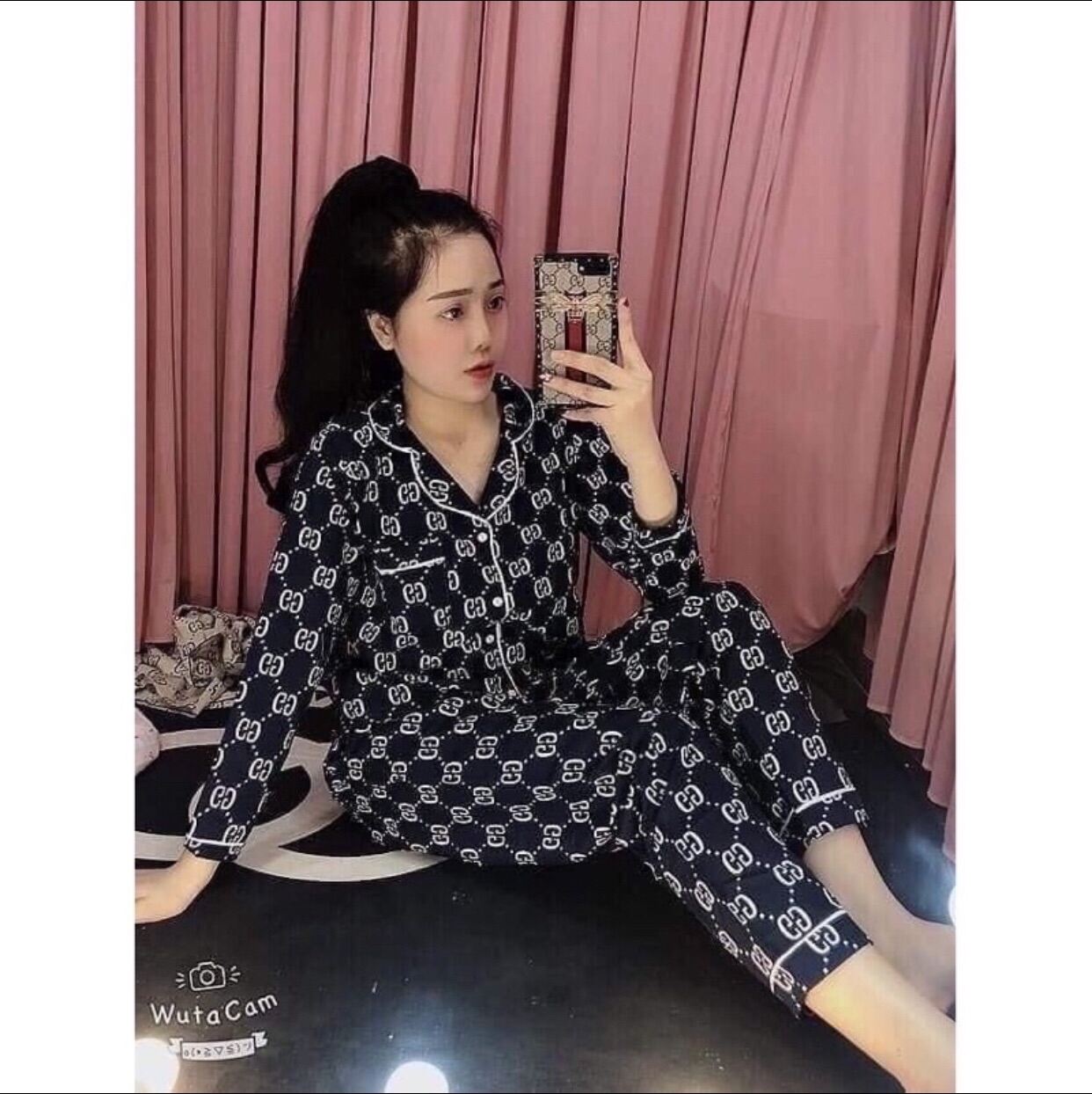 Bộ ngủ pijama gucci nam nữ tay dài quần dài chất kate thái - Bộ mặc nhà - Bộ ngủ- Đồ ngủ xinh