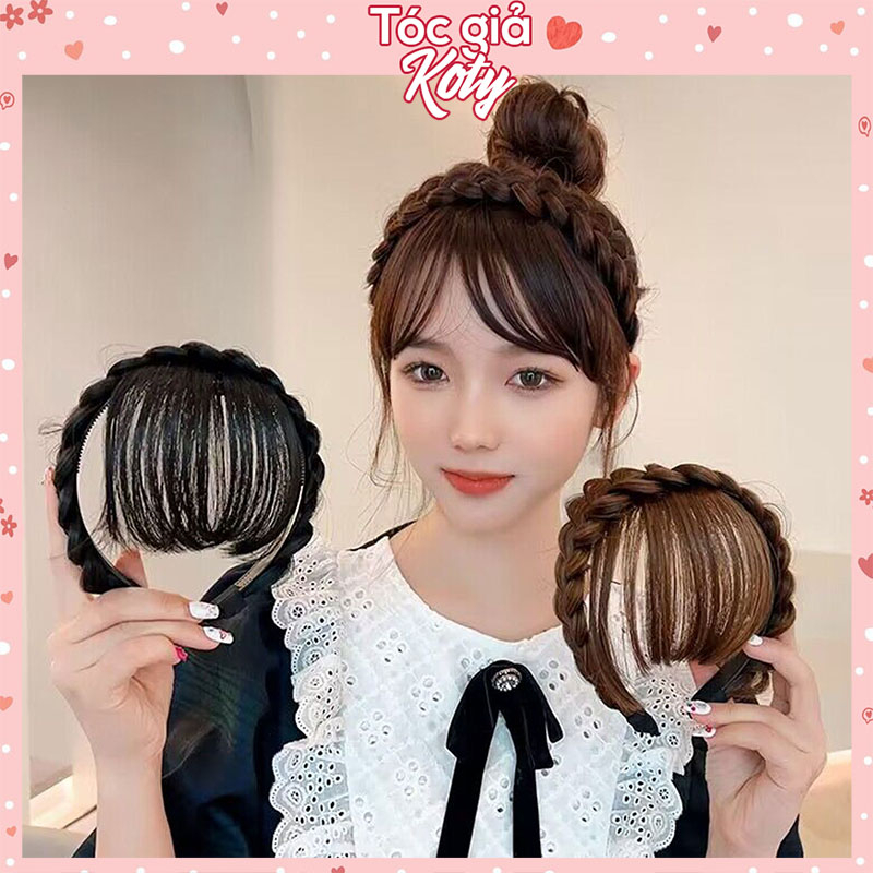Tóc mái giả đính kèm băng đô Koty, tóc giả mái thưa cho nữ