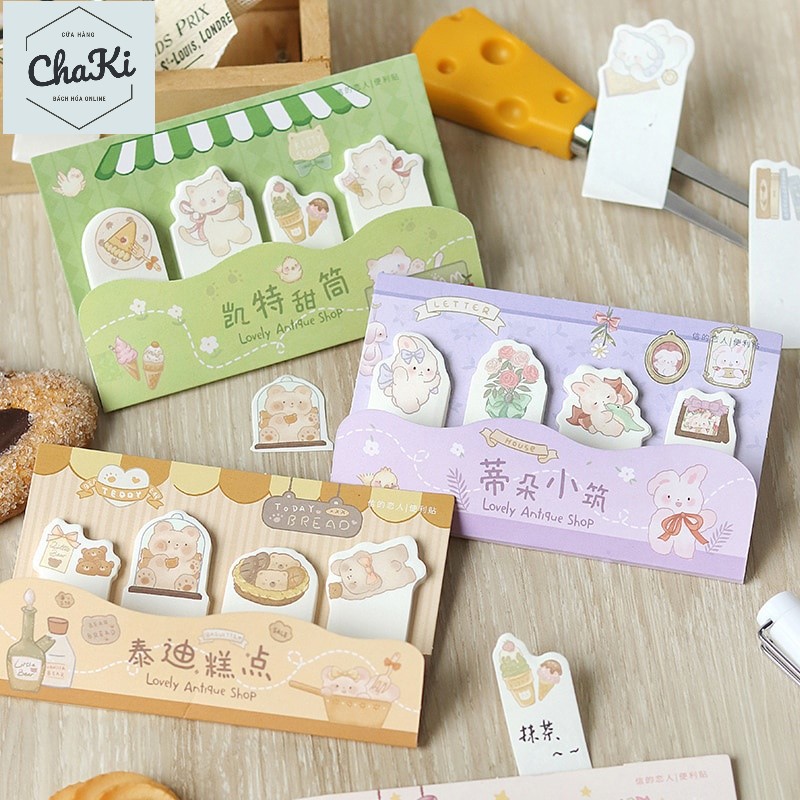 Giấy Ghi Chú 120 Tờ Họa Tiết Hoạt Hình Dễ Thương, Set Giấy Note Văn Phòng Siêu Xinh, Note Đánh Dấu Trang Đáng Yêu Trang Trí Sổ Tay