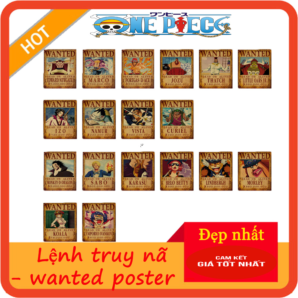 Tờ truy nã - Wanted Poster nhân vật trong One Piece - Khổ lớn A4
