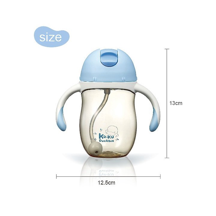 Bình uống nước có tay cầm Kuku Duckbill nhựa PPSU - 200ml KU5486, màu xanh