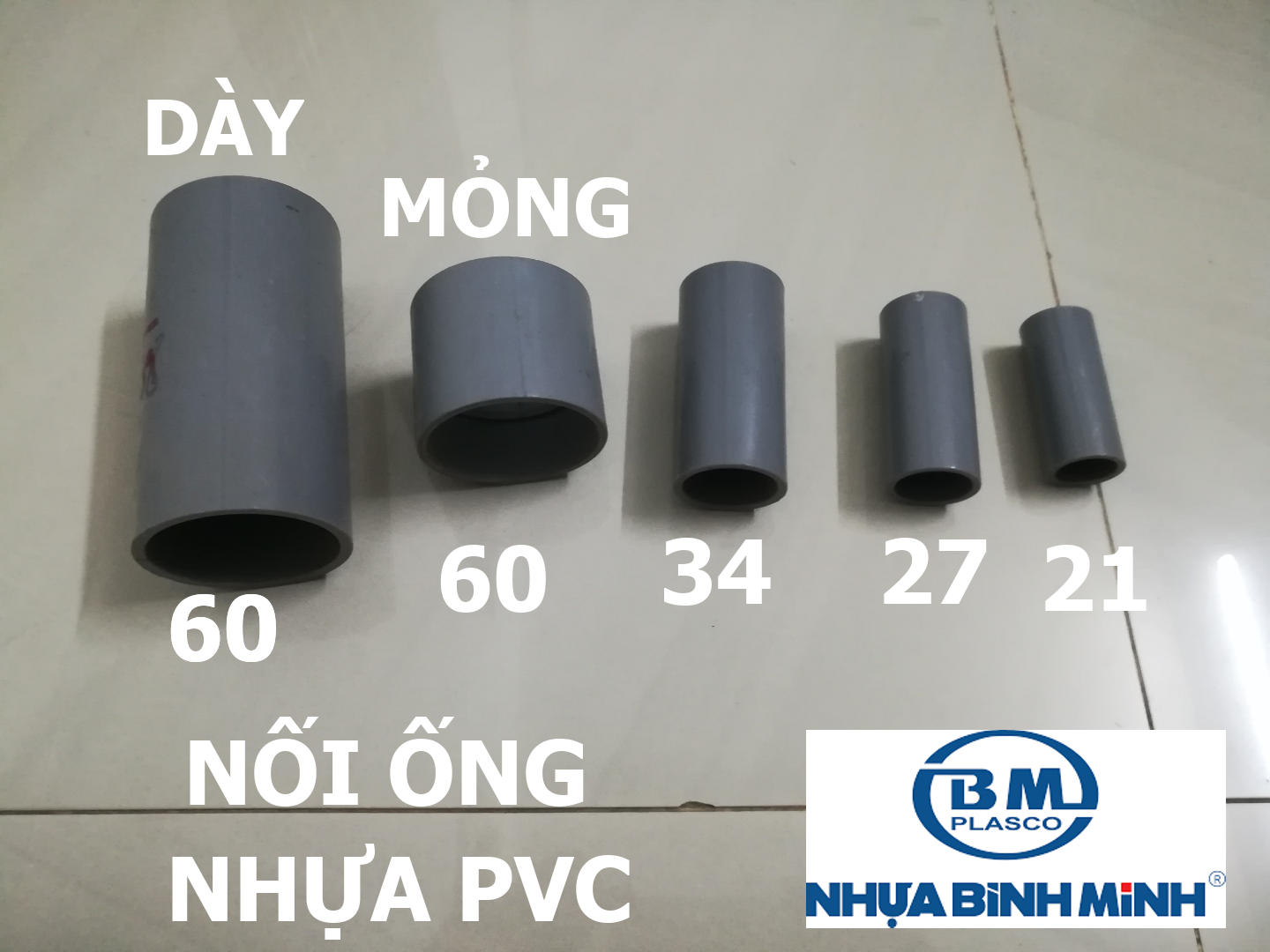 Nối ống nhựa pvc, phụ kiện ống nước phi 21, 27, 34mm bình minh
