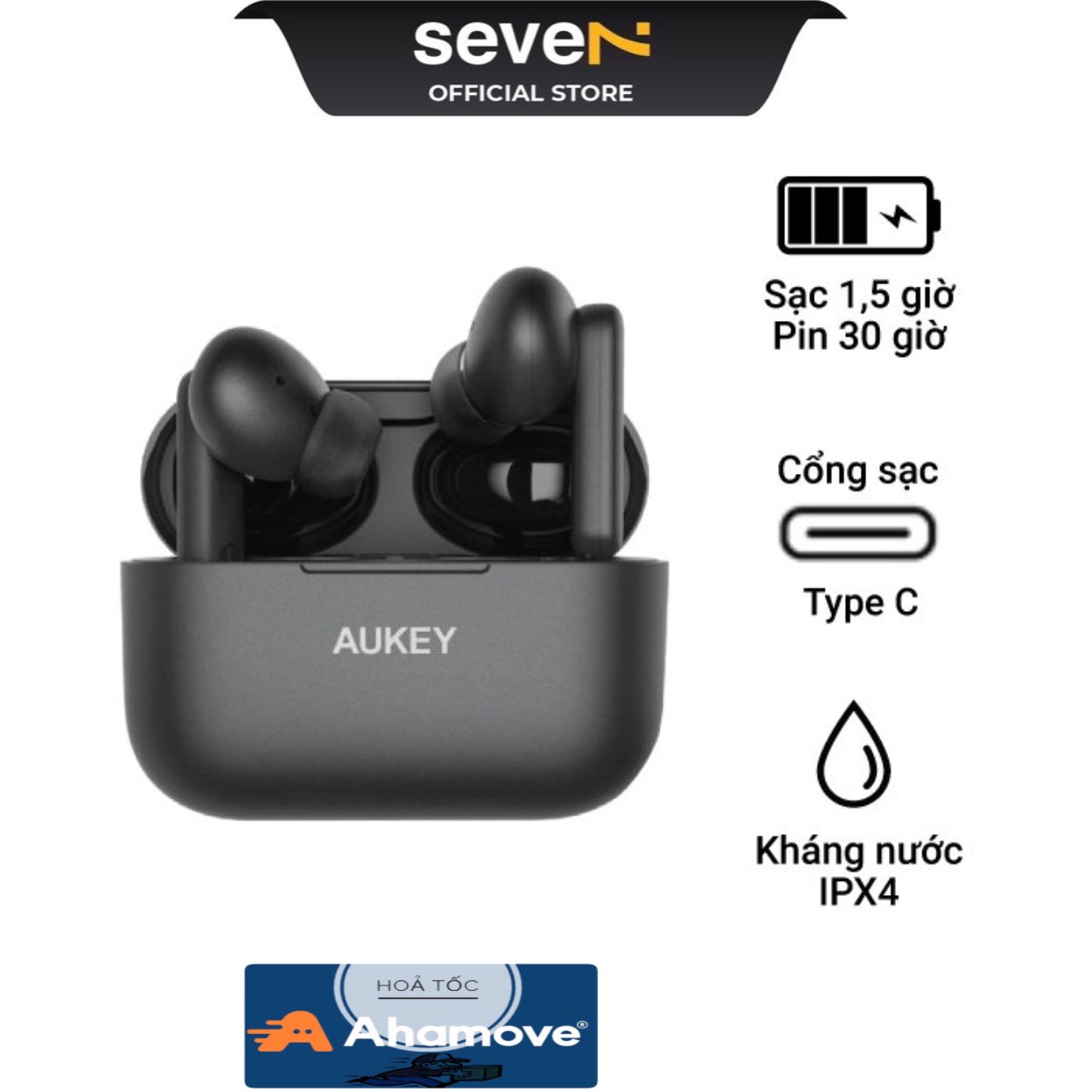 Tai nghe bluetooth tws aukey ep-m1 - kháng nước ipx4 - chính hãng bh 12 tháng - seve7