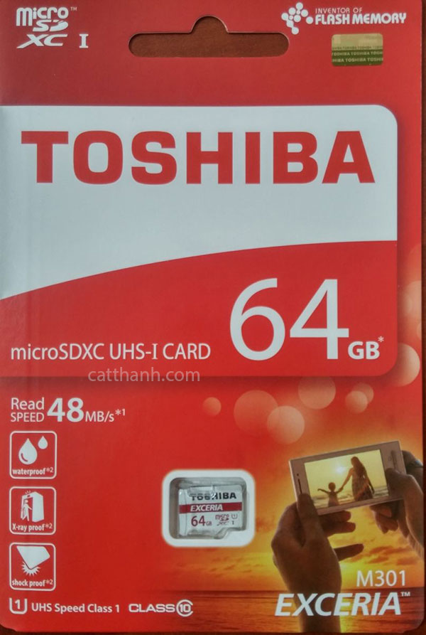 Thẻ nhớ micro sd 64g toshiba đỏ class 10 box