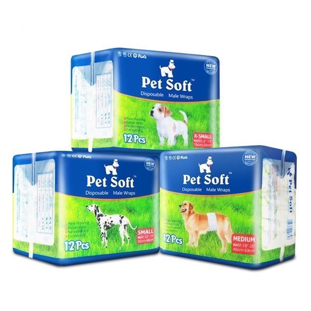 Bỉm quần vệ sinh chó đực pet soft đủ size gói 12 miếng