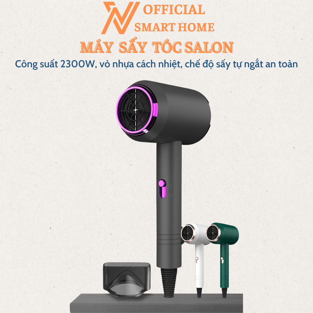 Máy sấy tóc 2 chiều nóng lạnh tạo kiểu chuẩn salon công suất lớn 2300W, nhanh khô, 3 chế độ sấy, tạo kiểu chăm sóc tóc tặng kèm đầu sấy, máy sấy tóc hair dryer máy sấy tóc 2 chiều nóng lạnh