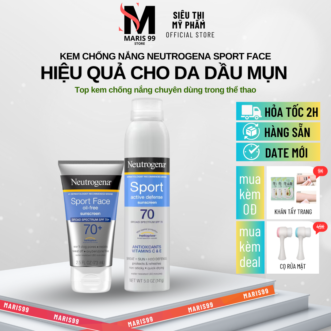 Kem Chống Nắng Neutrogena Sport Face Oil Free Suncreen Spf 70 (73ml) _Bchoice