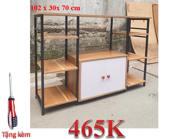 Kệ lò vi sóng 2 tầng 6 ngăn có tủ