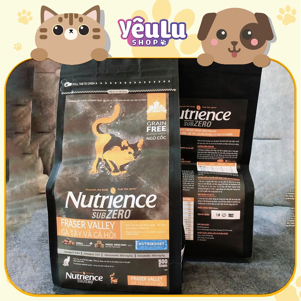 Thức ăn hạt cho mèo có chưa thịt tươi cao cấp Nutrience SubZero - Yêu Lu Shop
