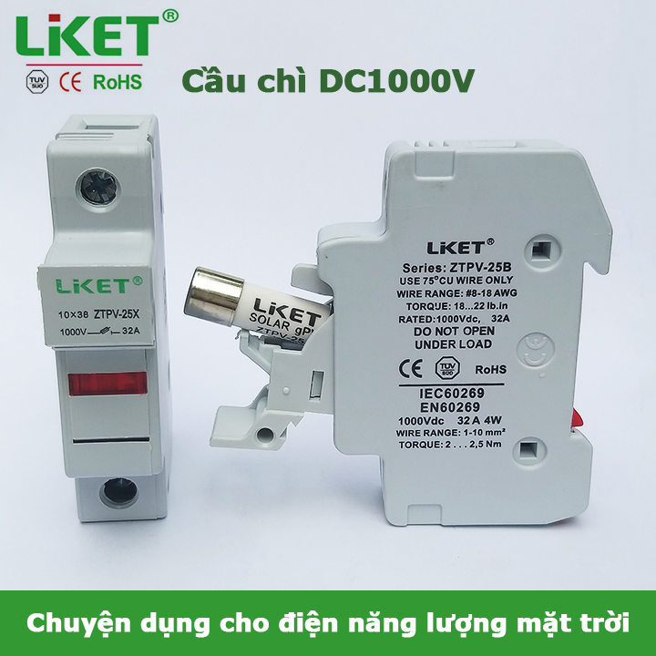 Bộ cầu chì lket solar 1000v dc cho điện năng lượng mặt trời 1a 2a 3a 4a 5a 6a 8a 10a 12a 15a 16a 20a