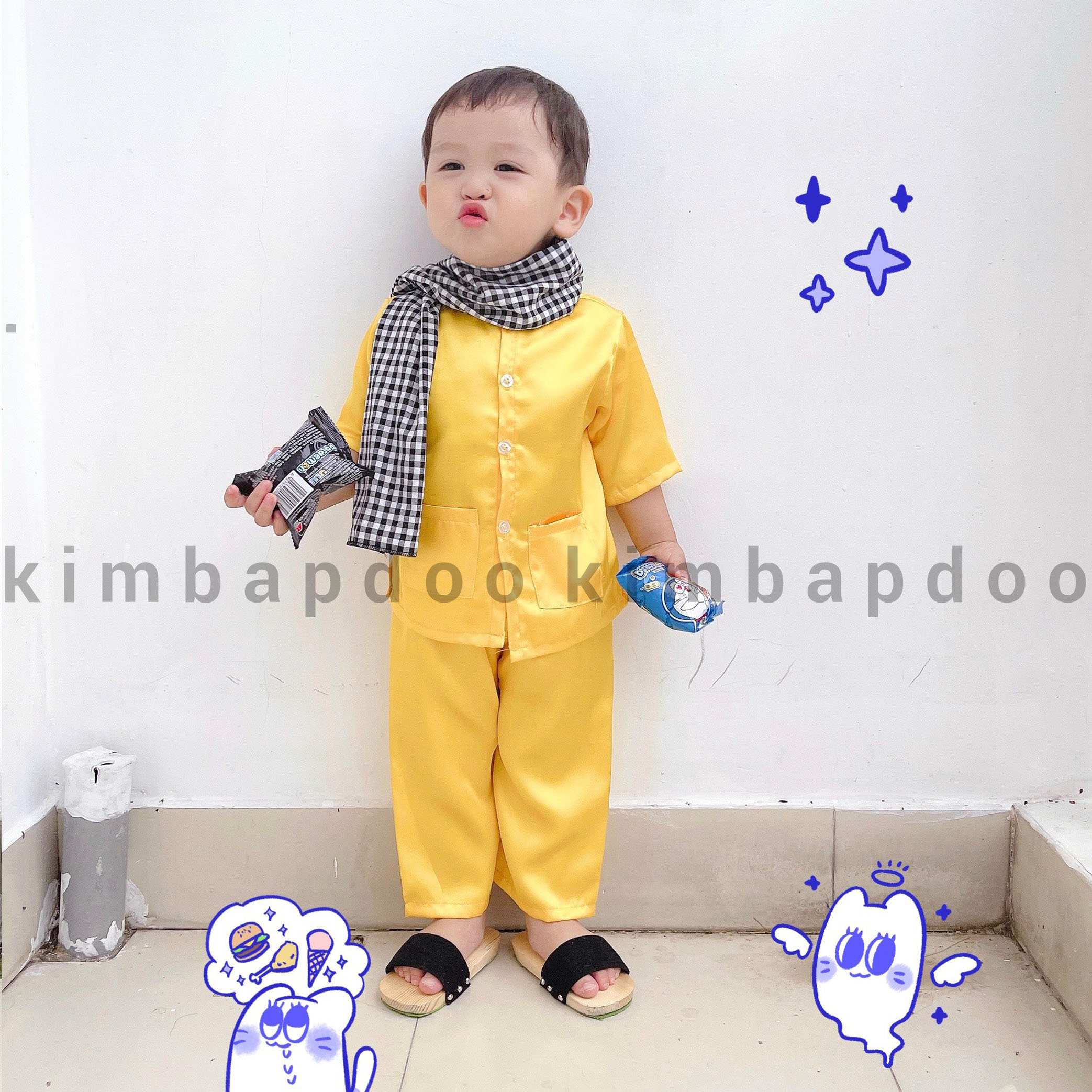 Bà ba MÀU VÀNG mềm mát cho bé đi chơi, đi hội Bà ba cho bé trai bé gái