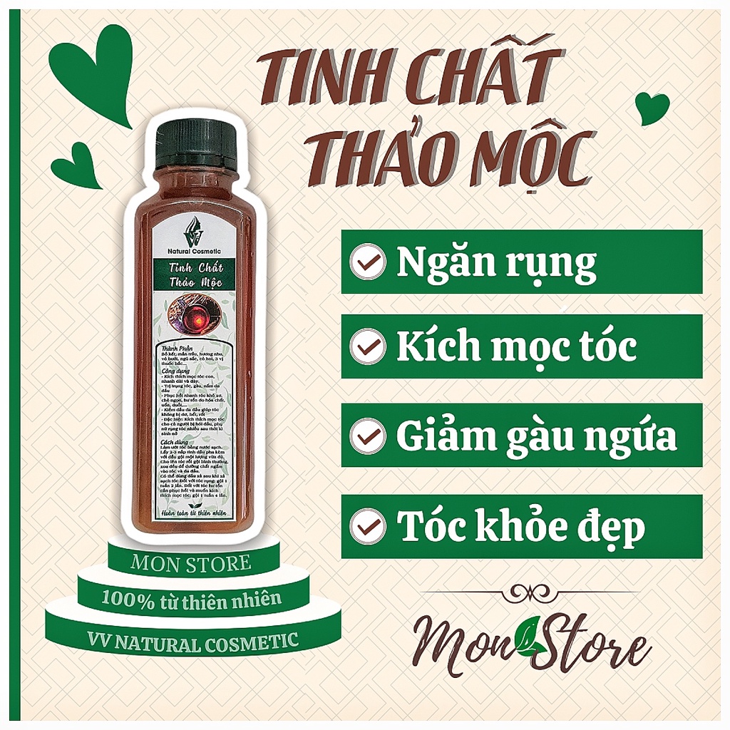 TINH CHẤT THẢO MỘC VV Natural Cosmetic kích thích mọc tóc, ngăn rụng, giảm gàu nấm ngứa