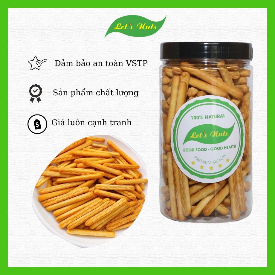 Bánh quy que đũa Let's Nuts hộp 250g vị mặn mặn ngọt ngọt rất ngon món bánh đưa ta về ký ức tuổi thơ