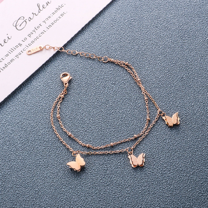 Lắc Tay Nữ Titan Đẹp Bán Chạy 2 Tầng Bướm Phun Cát - Đảm Bảo Không Đen, Không Rỉ Sét Vĩnh Viễn - VH349