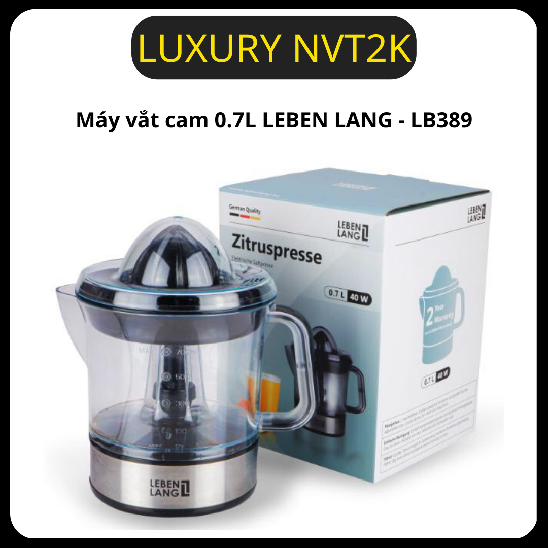 Máy vắt cam 0.7l leben lang - lb389 , thương hiệu đức - được sản xuất trên dây chuyền công nghệ hiên đại hàng đầu thế giới ,hàng cao cấp - máy vắt cam ép lebenlang của đức dung tích 700ml bảo hành 12 tháng - lb389