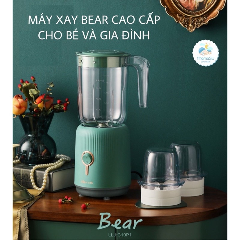 Máy xay đa năng Bear 1L kèm 2 cối 01L cho bé và gia đình (Máy xay Bear 3 cối)