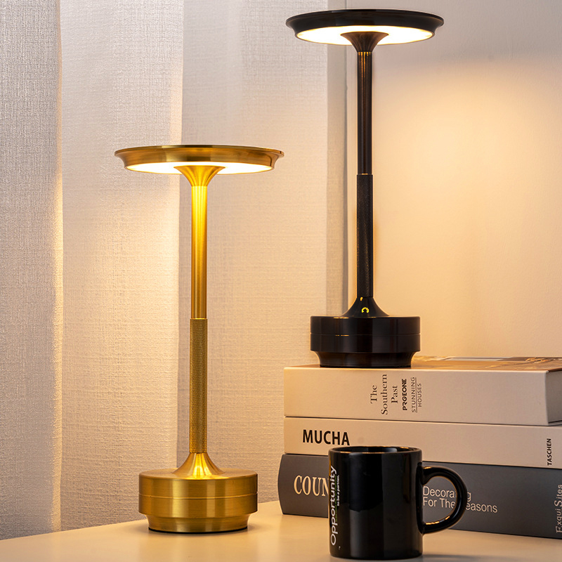 Rechargeable Metal Desk Lamp Upgrade 3-color Touch Control Room Bedroom Bedside Night Light Restaurant Hotel Table Bar Decorative Light