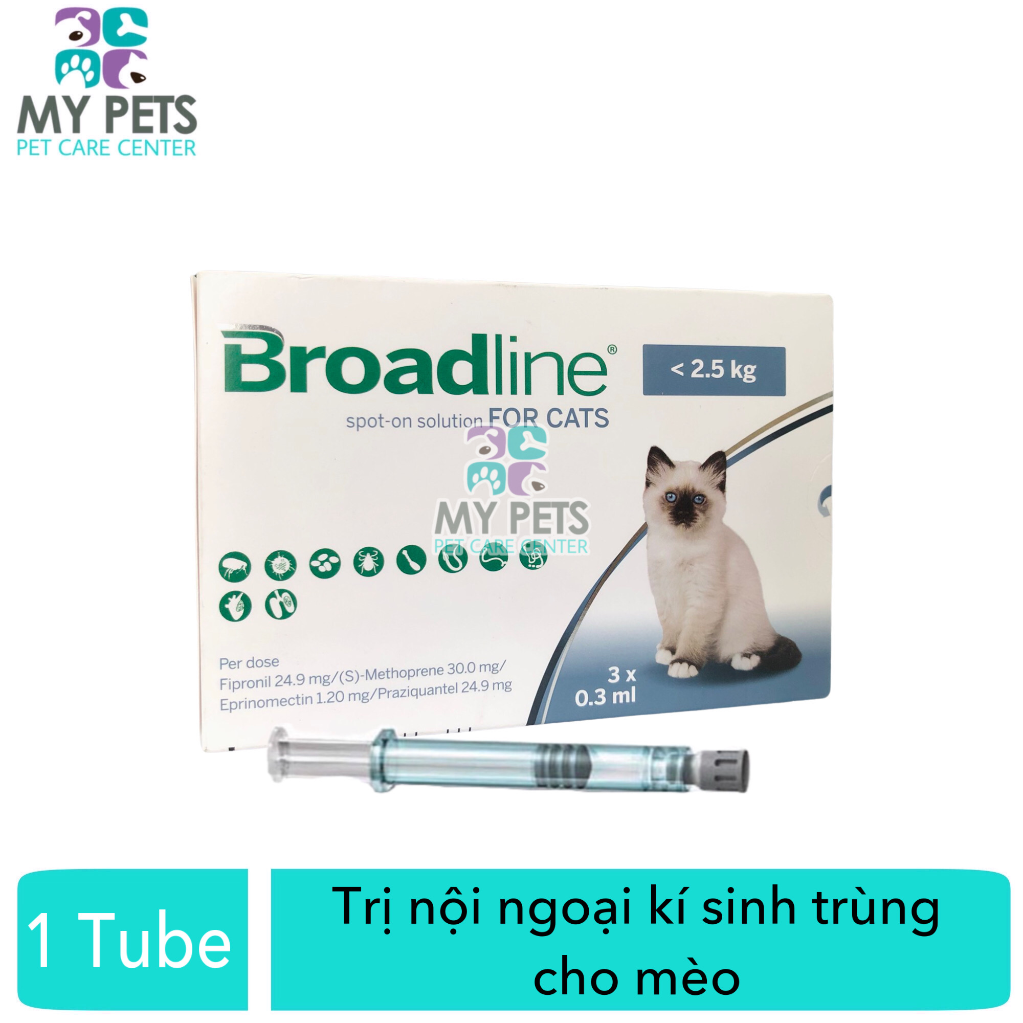 Broadline nhỏ gáy hết ve rận bọ chét các loại giun sán cho mèo (Size dưới 2.5kg) - Lẻ 1 tuýp. ( 1 tubes. no box)