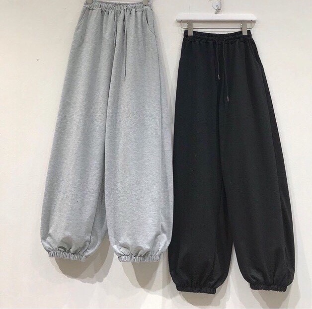 Jogger Thun Trơn Cạp Chun Dáng Rộng Ulzzang HOT/ Quần Jogger Trơn Bó Ống Chun 2 Màu Hot Trend Daski Phong Cách Ulzzang C43