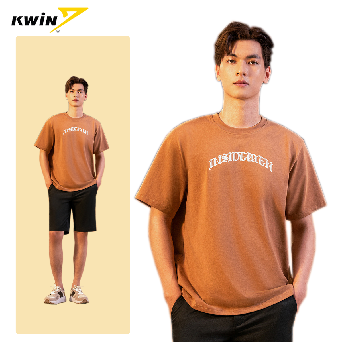 Áo phông nam cao cấp Kwin Insidemen Trend - Áo thun cổ tròn form rộng chất liệu mát mịn 100% cotton - ITS019S3