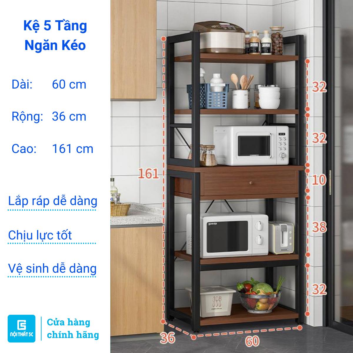 Tủ bếp đa năng để lò vi sóng kèm ngăn kéo tiện dụng