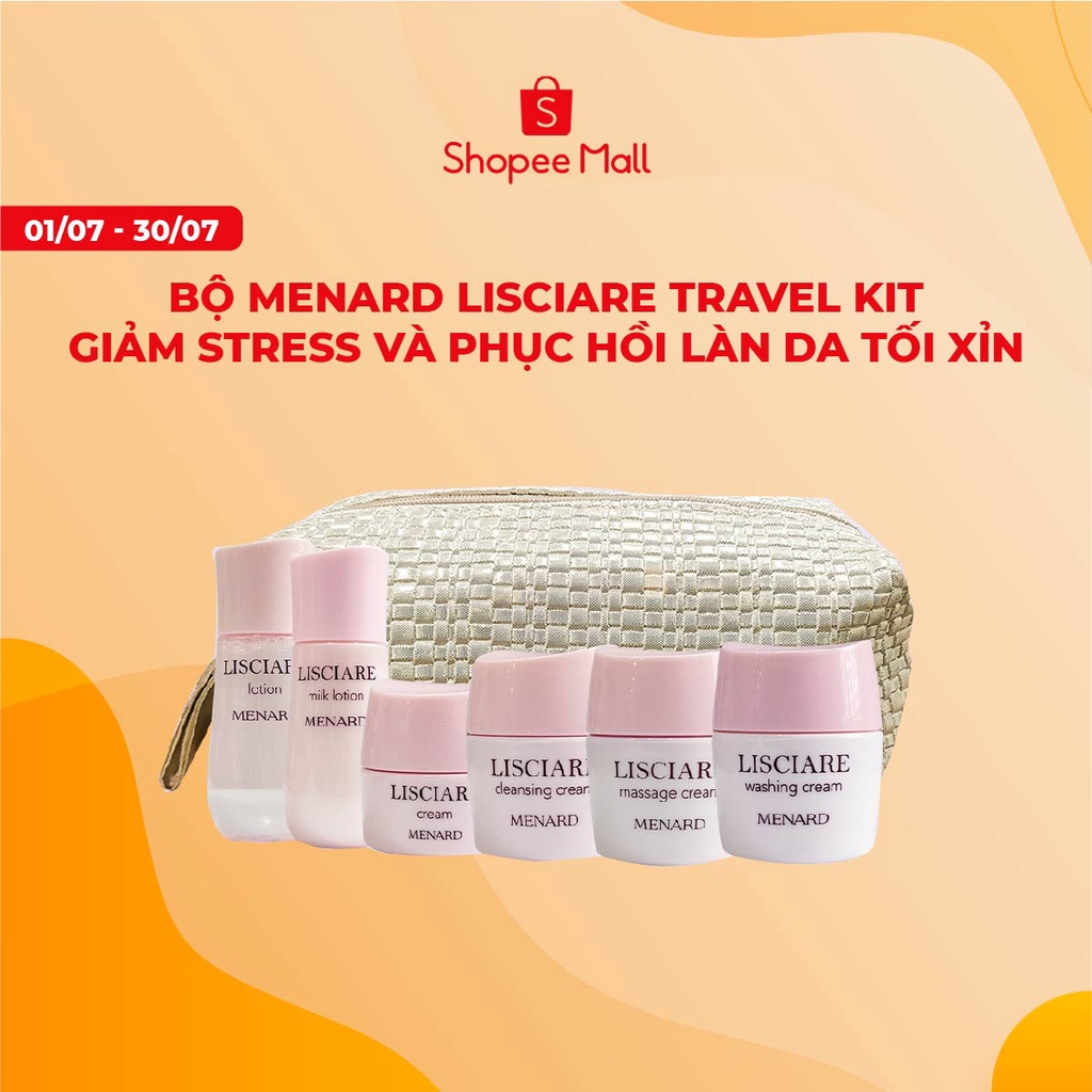 Bộ sản phẩm dưỡng da Menard Lisciare Travel Kit giảm stress và phục hồi làn da tối xỉn (80gr)