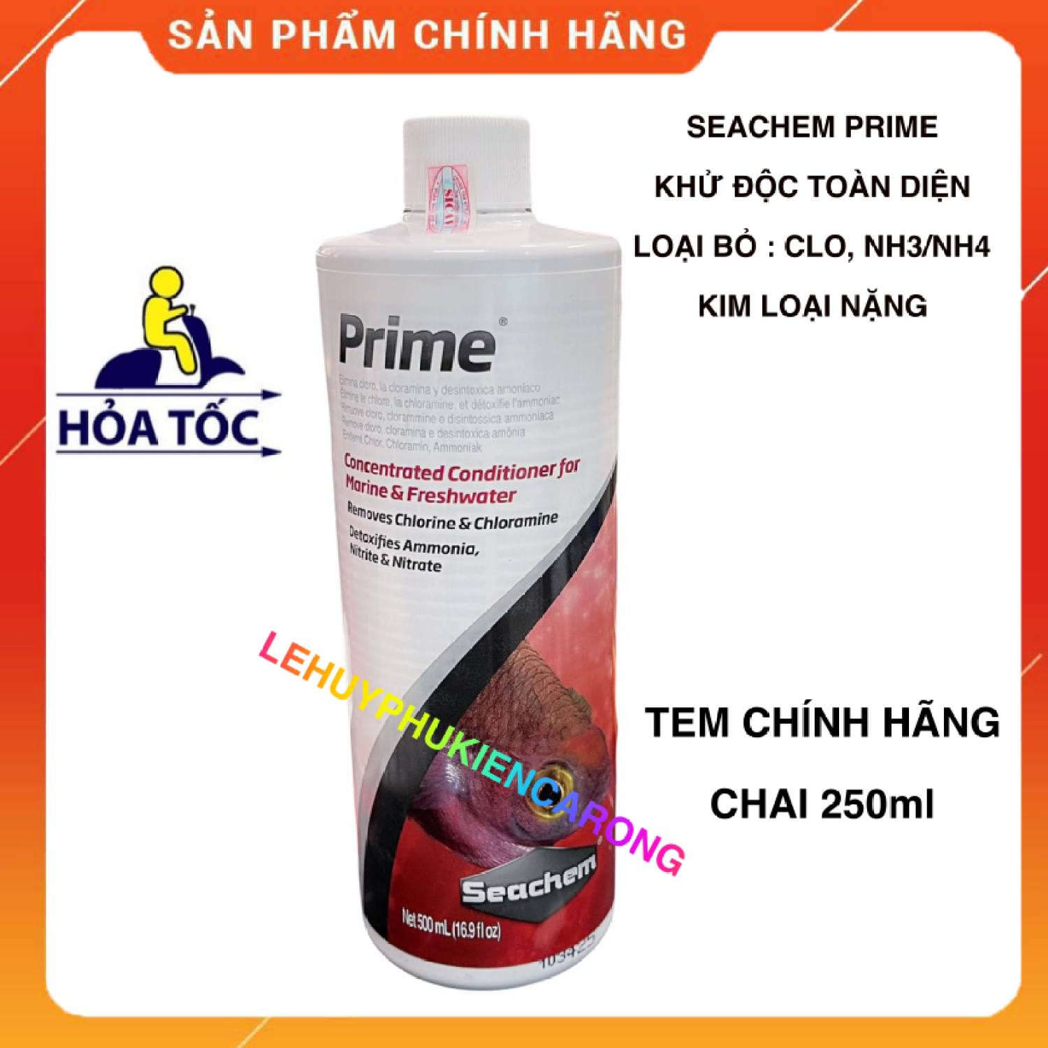 "hoàn tiền đến 10%" seachem prime chai 250ml dung dịch khử nước toàn diện cho bể cá cảnh