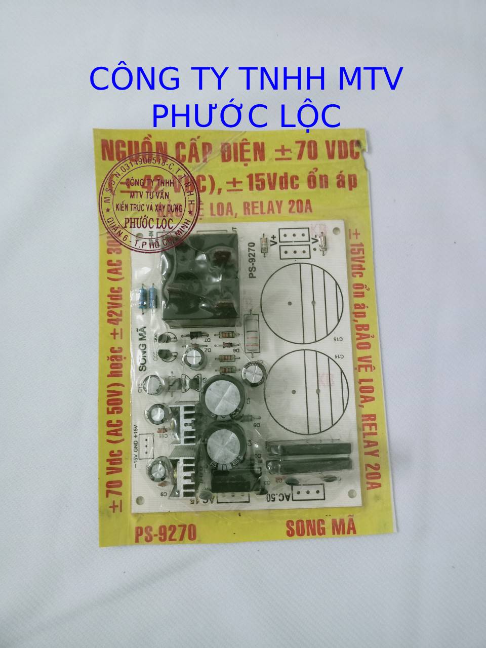 Bo mạch ampli nguồn cấp điện 2 tụ, ổn áp, bảo vệ loa ps-9270