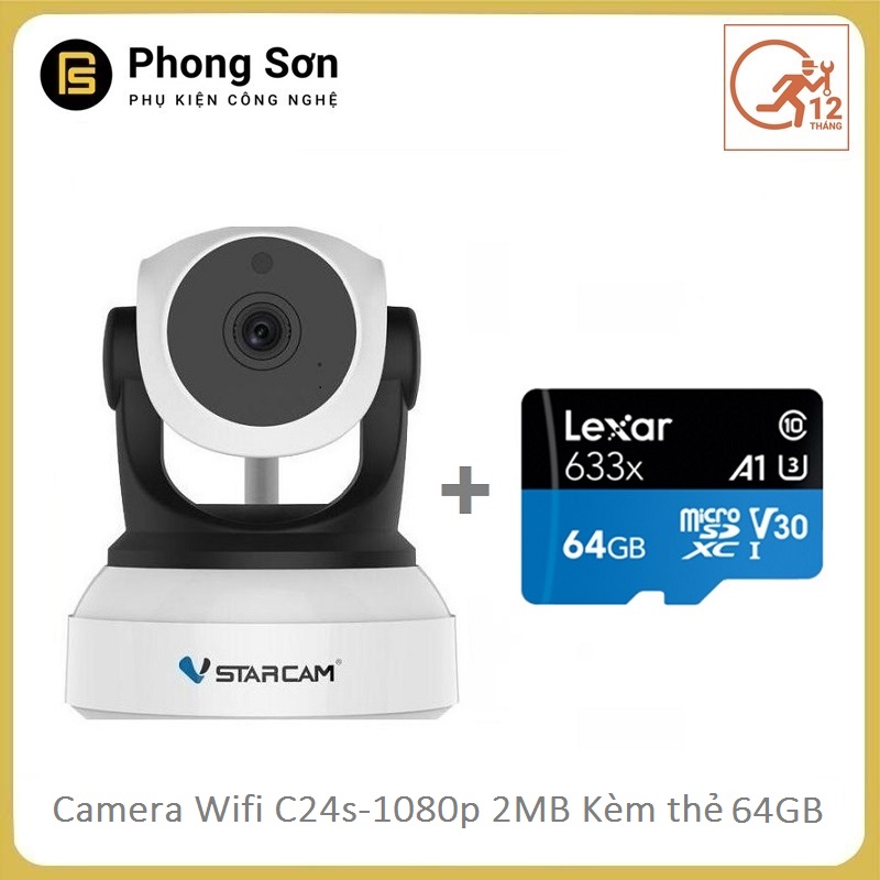 Camera wifi IP Vstarcam C24s Full HD 1080P (Tặng thẻ 64GB)
